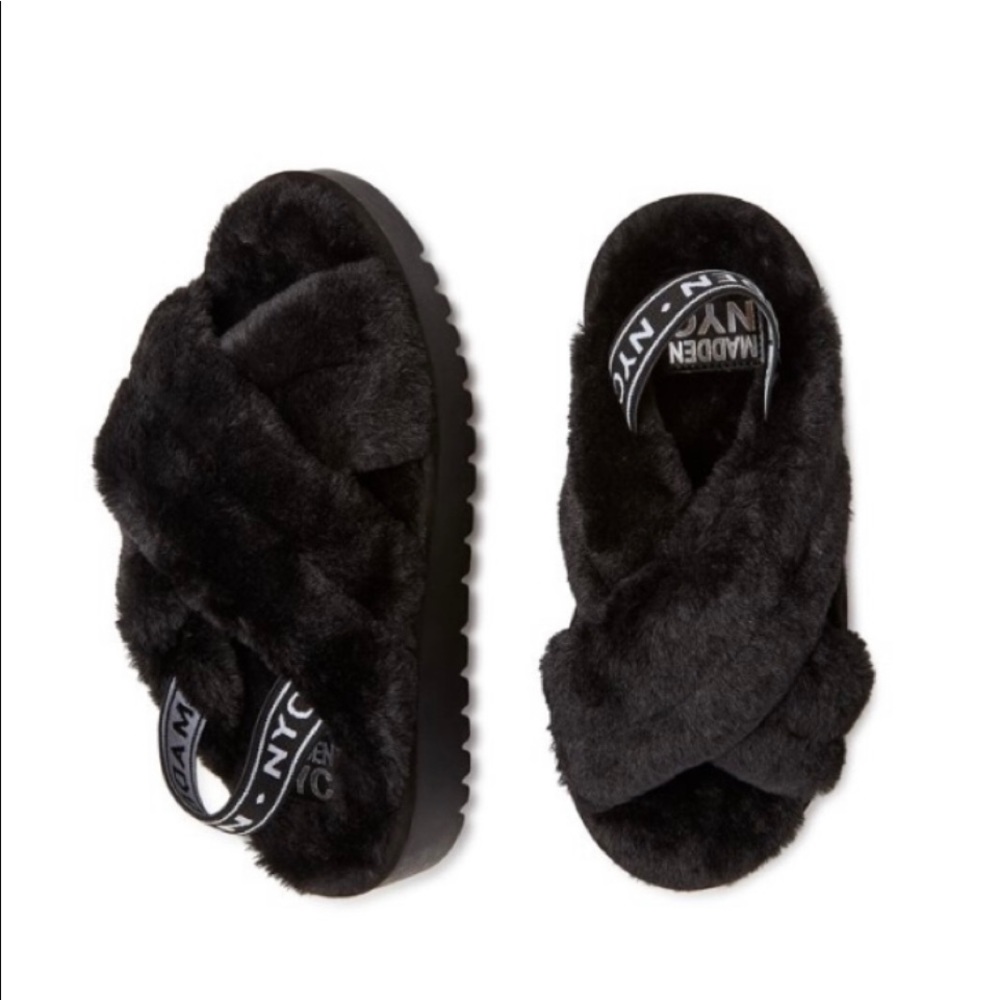 Madden NYC Women’s Faux Fur Crossband Platform Shoes